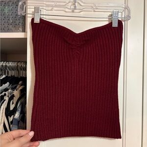 Burgundy Ribbed Knit Tube Top